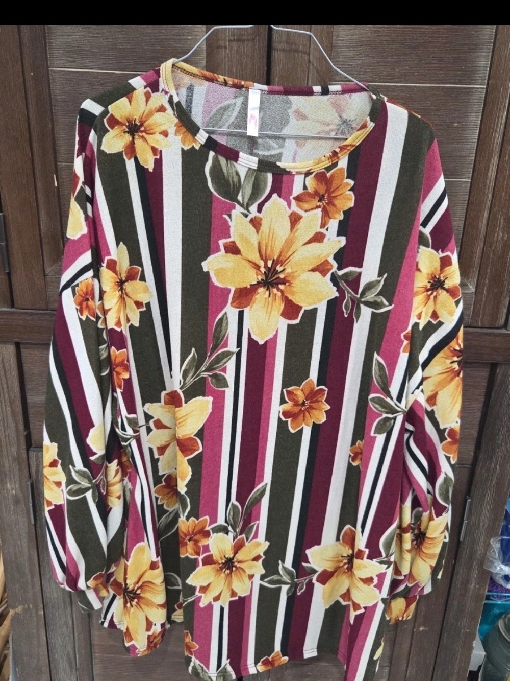 Silhouette Women's Plus Size Print Blouse Size 3X Floral Fall Colors Long Sleeve